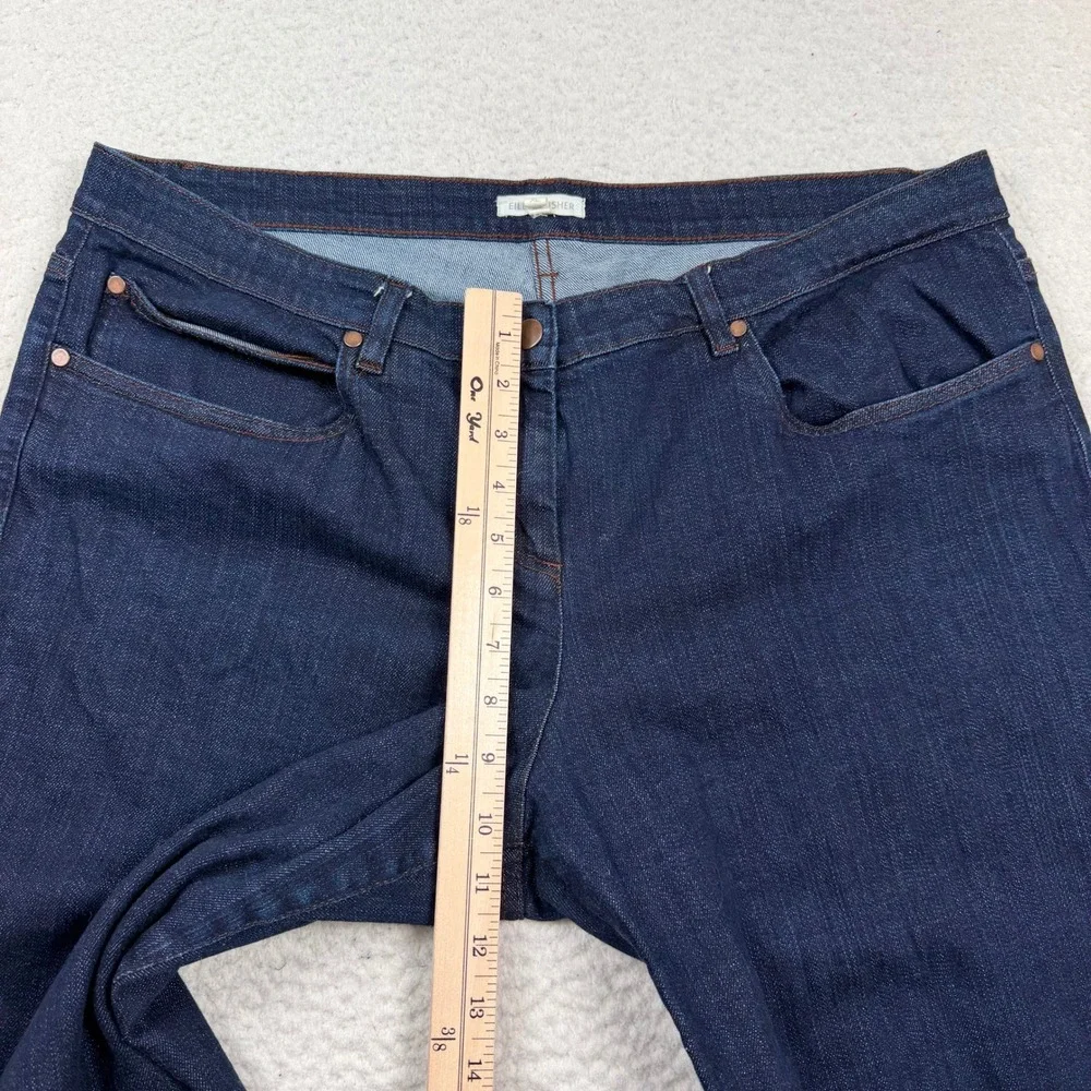 Eileen Fisher Jeans XL Blue Organic Cotton Stretch Capri Denim Dark Wash